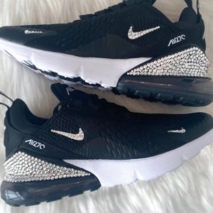 Nike Air Max 270 Black W/ Triple Custom Rhinestones.